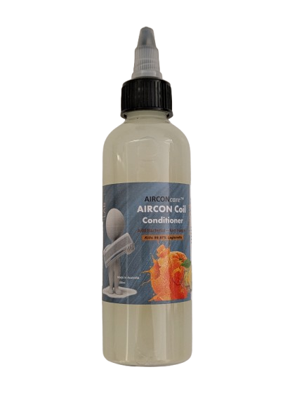 100ml bottle of AIRCONcare AC Coil Conditioner for improving AC airflow and preventing biofilm buildup