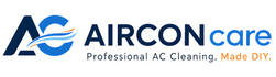 AIRCONcare logo and Professional AC Cleaning. Made DIY. tagline
