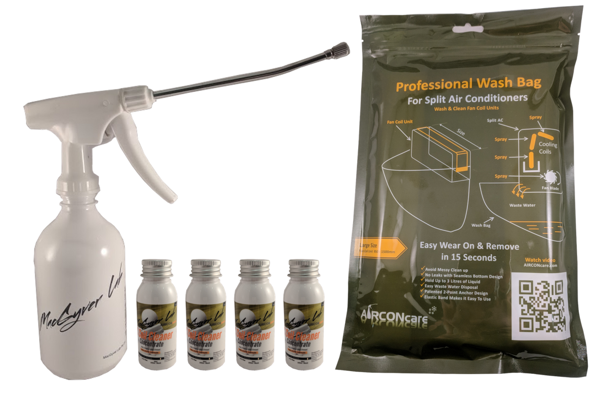 AIRCONcare Organic Air Conditioner Cleaning Kit Concentrate 4 x Standard Wash/ Air Conditioner Cleaner for Split Ductless