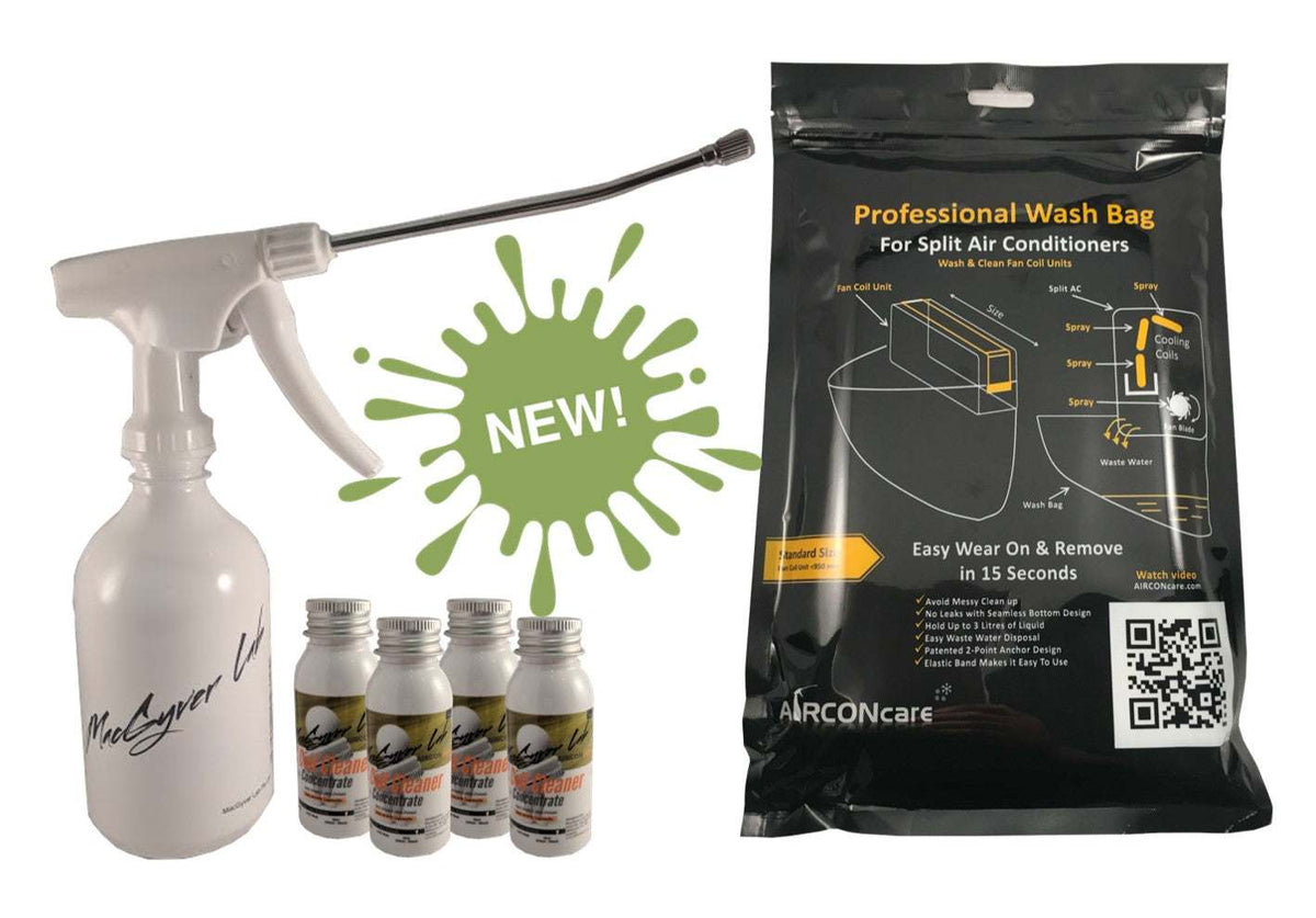 AIRCONcare Organic Air Conditioner Cleaning Kit Concentrate 4 x Standard Wash/ Air Conditioner Cleaner for Split Ductless