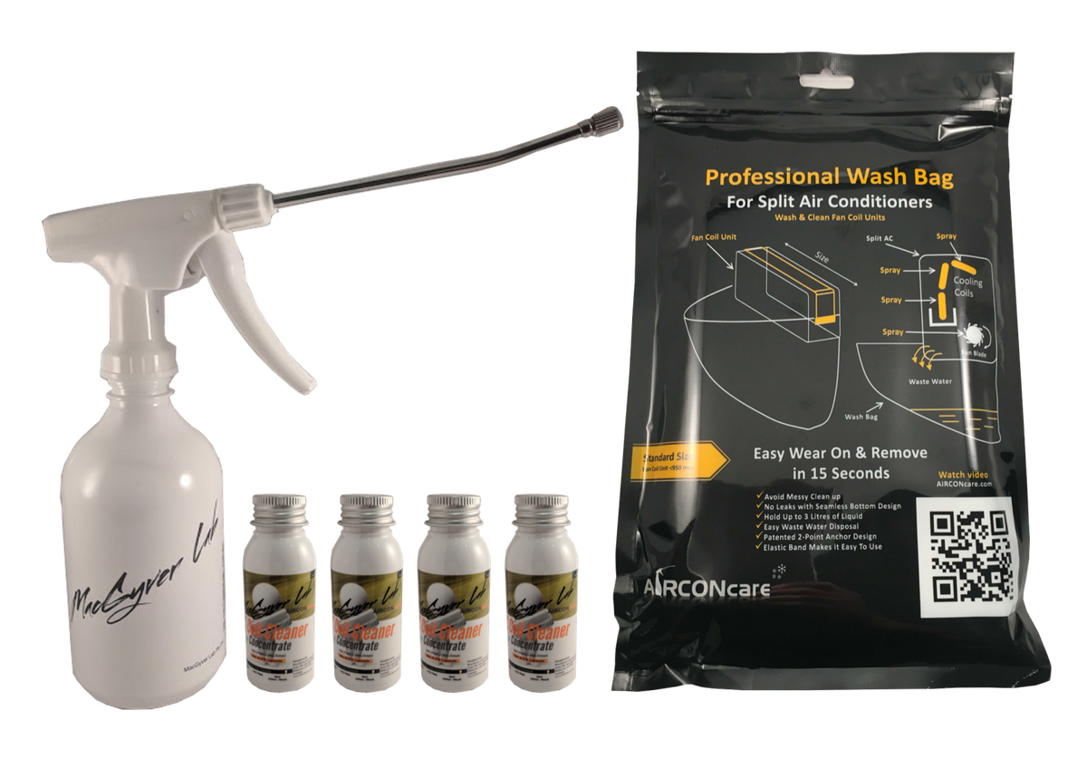AIRCONcare Organic Air Conditioner Cleaning Kit Concentrate 4 x Standard Wash/ Air Conditioner Cleaner for Split Ductless