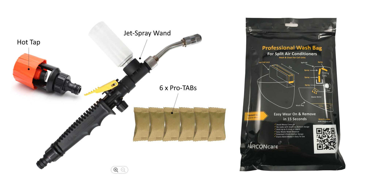 AIRCONcare ProTAB Jet-Wash Air Conditioner Cleaning Kit (Clean up to 6x AC Wall Units / Compressor)