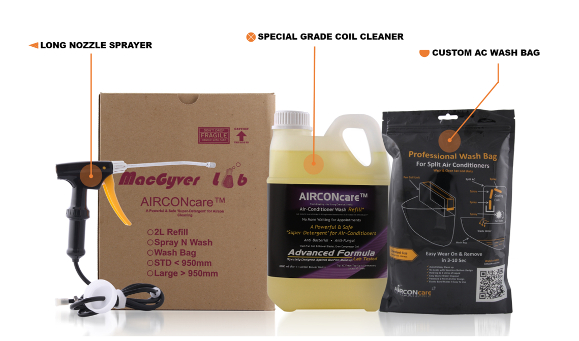 AIRCONcare Air Conditioner Cleaning Kit One / Air Conditioner Cleaner for Split Ductless by MacGyver Lab